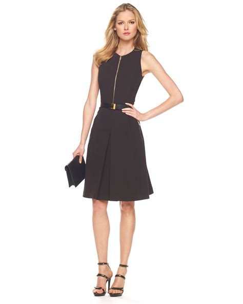 michael kors black dress with zippers|michael kors black zipper dress.